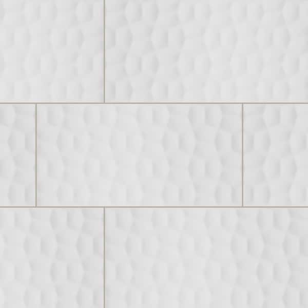 Adella Viso White 12 In. X 24 In. Glazed Ceramic Wall Tile, 7PK